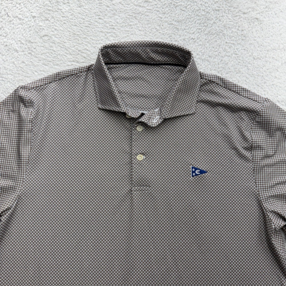 RLX Ralph Lauren Mens Grey Geometric Print Golf Polo Shirt Short Sleeve Stretch - Picture 2 of 8